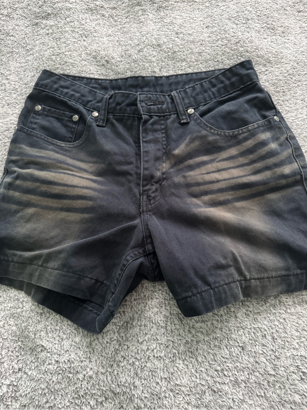 Vintage Navy/Dark Blue Jean Shorts with Faded Highlights